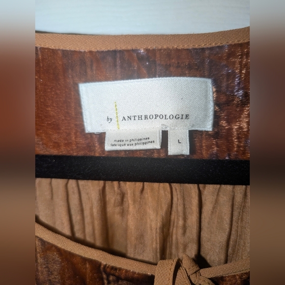Anthropologie Orange Faustine Velvet Long Sleeve Peasant Blouse - Picture 2 of 7